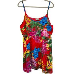 Show Me Your Mumu Dress Size XL Red Tropical Floral Bohemian Beach Mini
